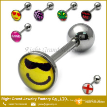 Logo personnalisé pas cher Epoxy inox personnalisé Tongue Rings